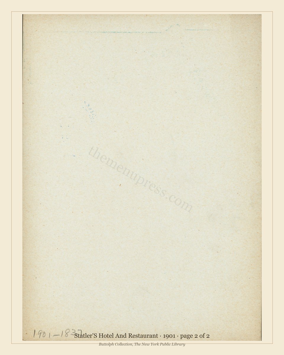 Vintage menu — page 2 of 2