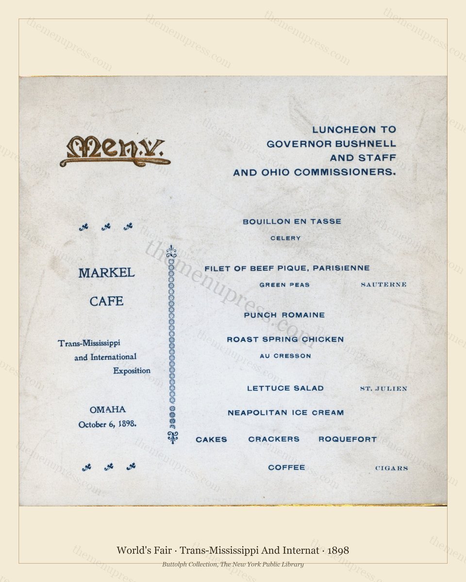 Vintage menu preview — 1898 Vintage Cafe Menu — Trans-Mississippi and Internat, International Expositio
