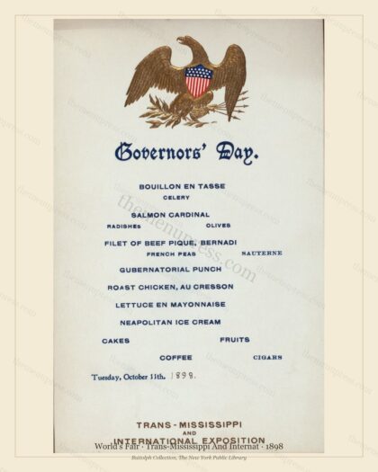 Vintage menu preview — 1898 Vintage Cafe Menu — Trans-Mississippi and Internat, International Expositio