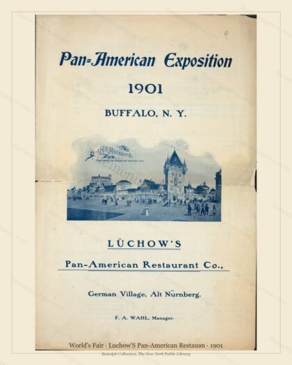 Vintage menu preview — 1901 Vintage Cafe Menu — Luchow'S Pan-American Restauan, International Expositio
