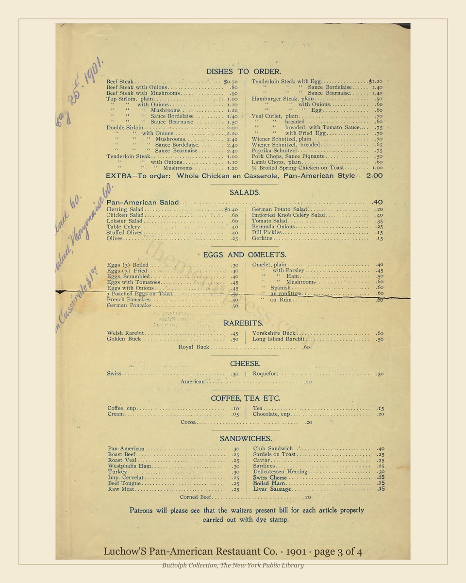 Vintage menu — page 3 of 4