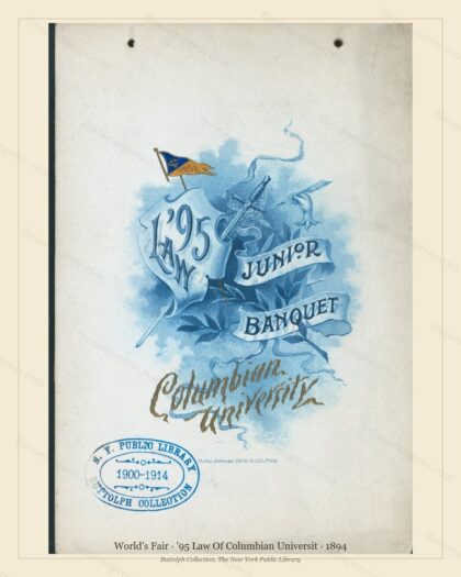 Vintage menu preview — 1894 Vintage Cafe Menu — '95 Law of Columbian Universit, International Expositio