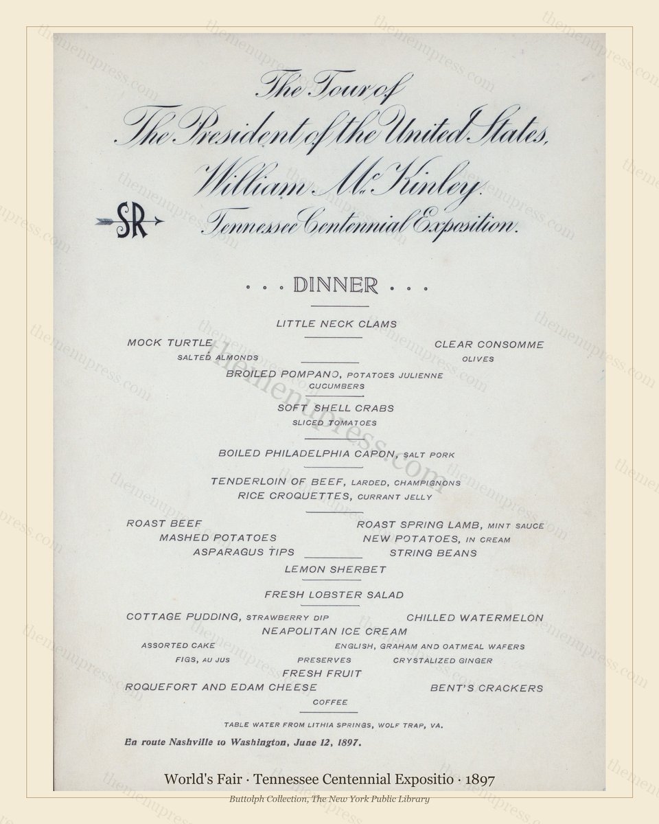 Vintage menu preview — 1897 Vintage Cafe Menu — Tennessee Centennial Expositio, International Expositio