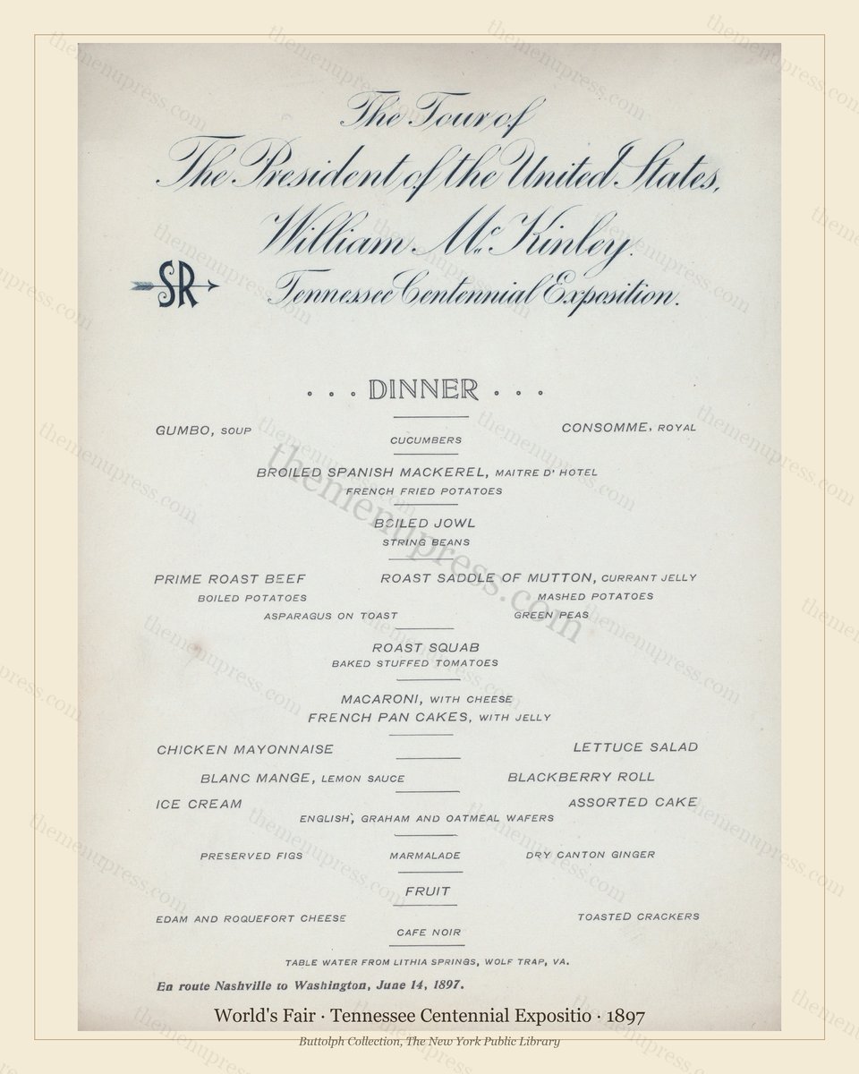 Vintage menu preview — 1897 Vintage Cafe Menu — Tennessee Centennial Expositio, International Expositio