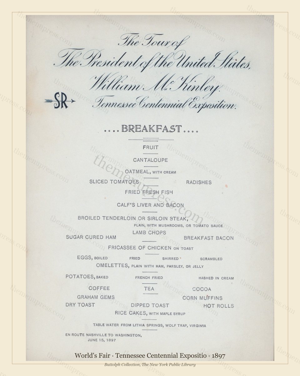 Vintage menu preview — 1897 Vintage Cafe Menu — Tennessee Centennial Expositio, International Expositio