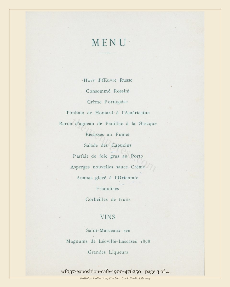 Vintage menu — page 3 of 4