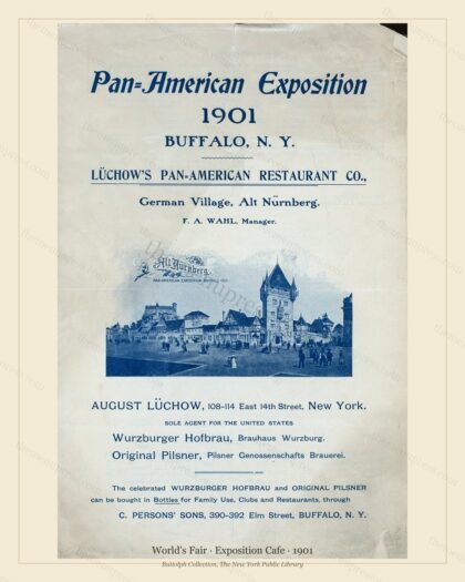 Vintage menu preview — 1901 Vintage Cafe Menu — Exposition Caterer, International Exposition (Complete