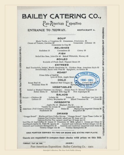 Pan-American Exposition · Bailey Catering Co. · 1901