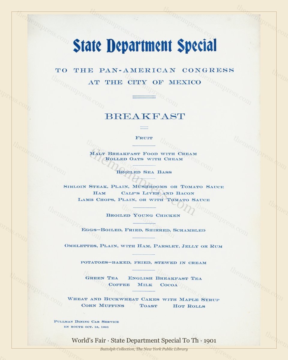 Vintage menu preview — 1901 Vintage Cafe Menu — State Department Special to th, International Expositio