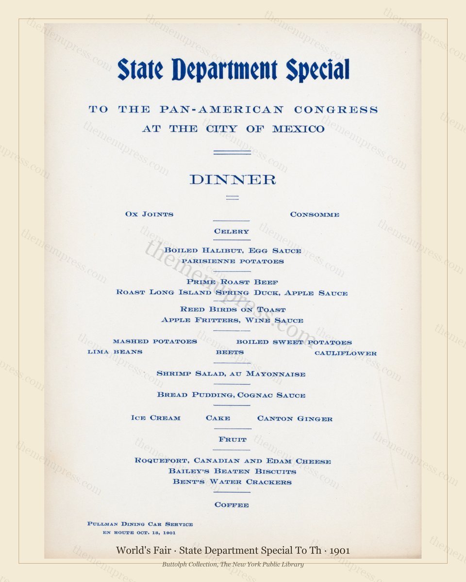 Vintage menu preview — 1901 Vintage Cafe Menu — State Department Special to th, International Expositio