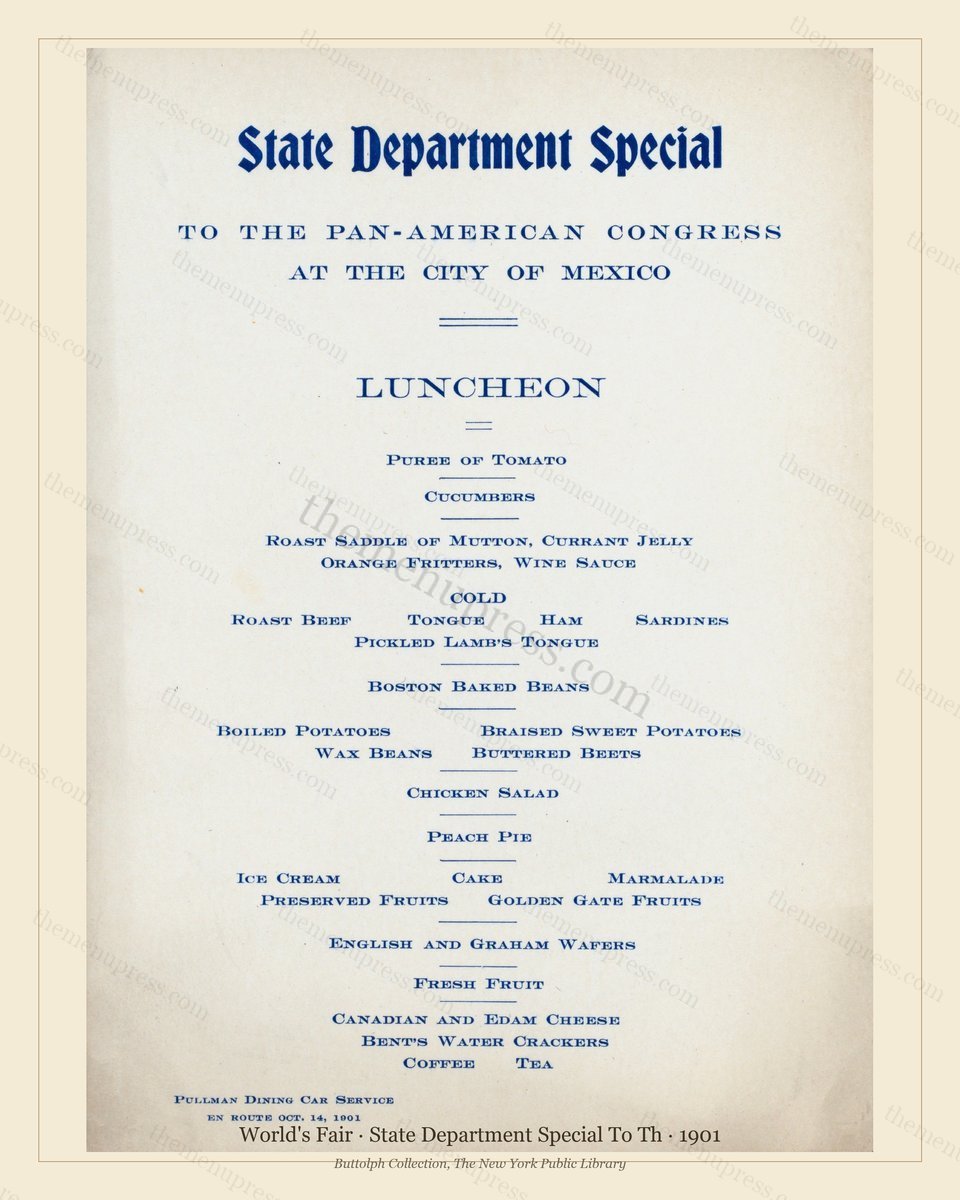 Vintage menu preview — 1901 Vintage Cafe Menu — State Department Special to th, International Expositio