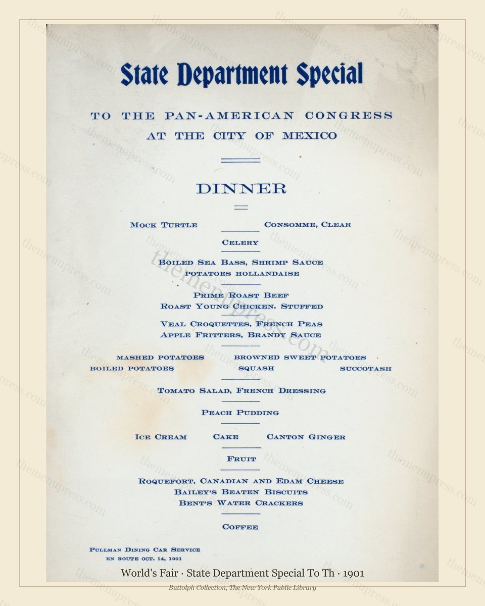 Vintage menu preview — 1901 Vintage Cafe Menu — State Department Special to th, International Expositio