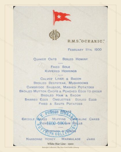 Vintage menu preview — White Star Line · R.M.S. Oceanic · 1900