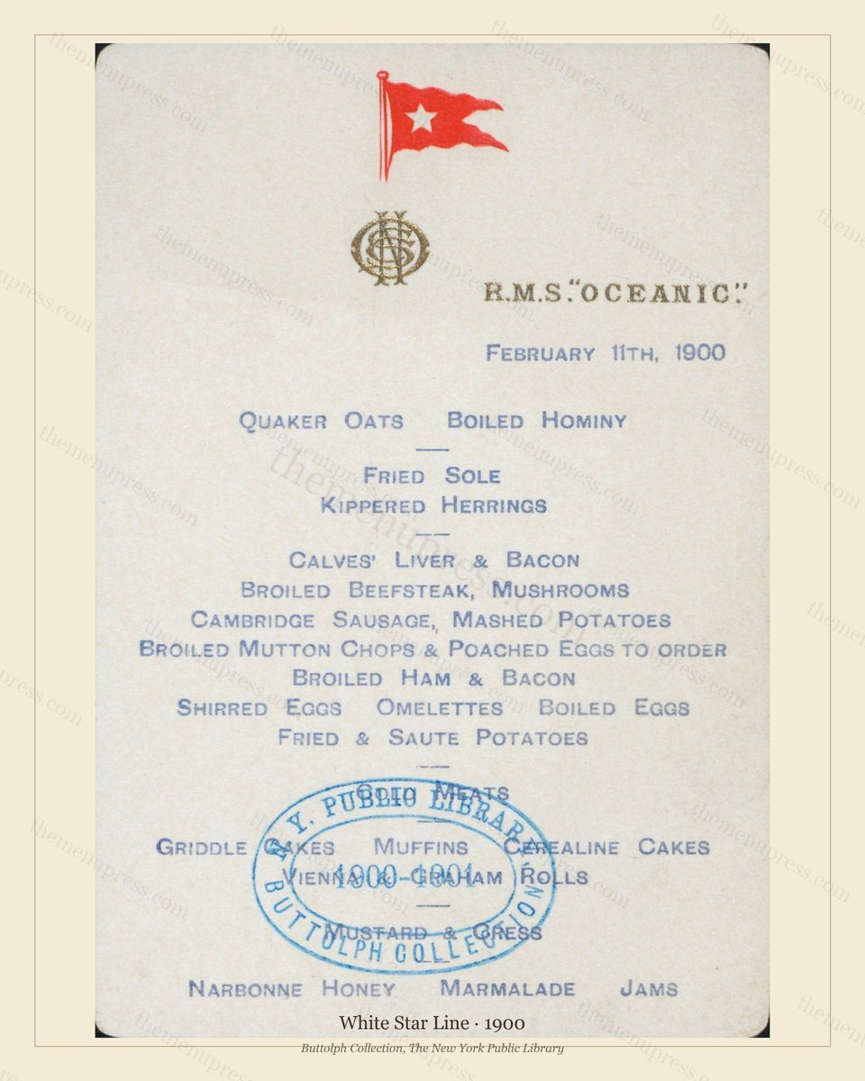 Vintage menu preview — White Star Line · R.M.S. Oceanic · 1900