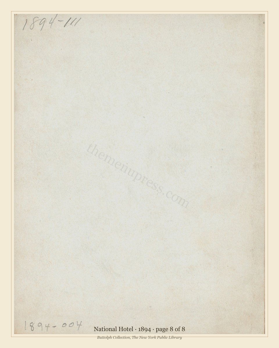 Vintage menu — page 8 of 8