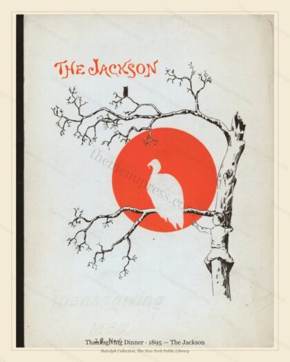 Vintage menu preview — 1895 Vintage Thanksgiving Dinner Menu — The Jackson, Festive Holiday Card (Compl