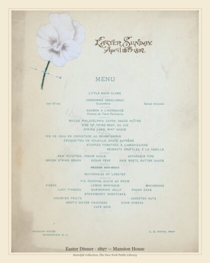 Easter Dinner · 1897 — Mansion House
