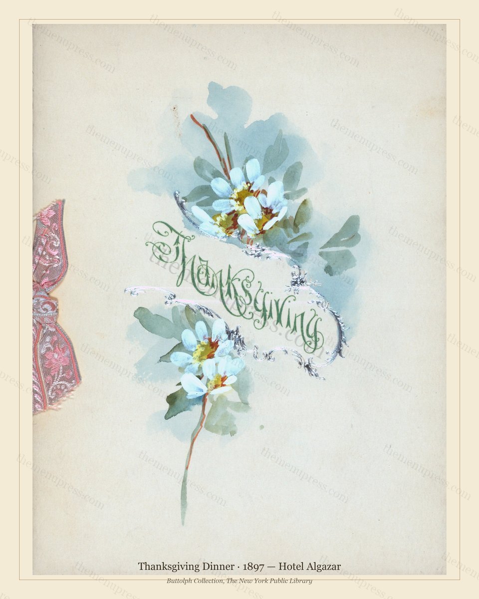 Vintage menu preview — 1897 Vintage Thanksgiving Dinner Menu — Hotel Algazar, Festive Holiday Card (Com