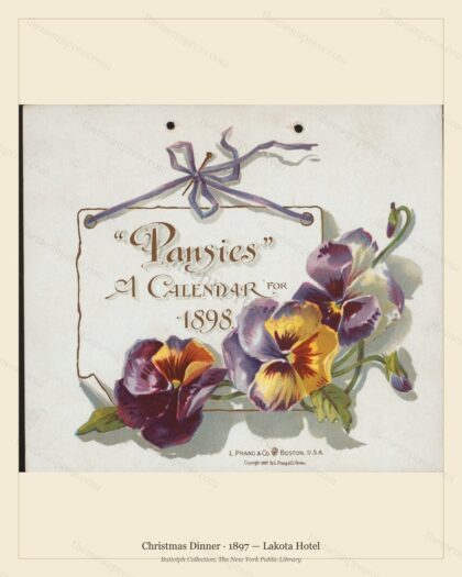 Vintage menu preview — 1897 Vintage Christmas Dinner Menu — Lakota Hotel, Festive Holiday Card (Complet