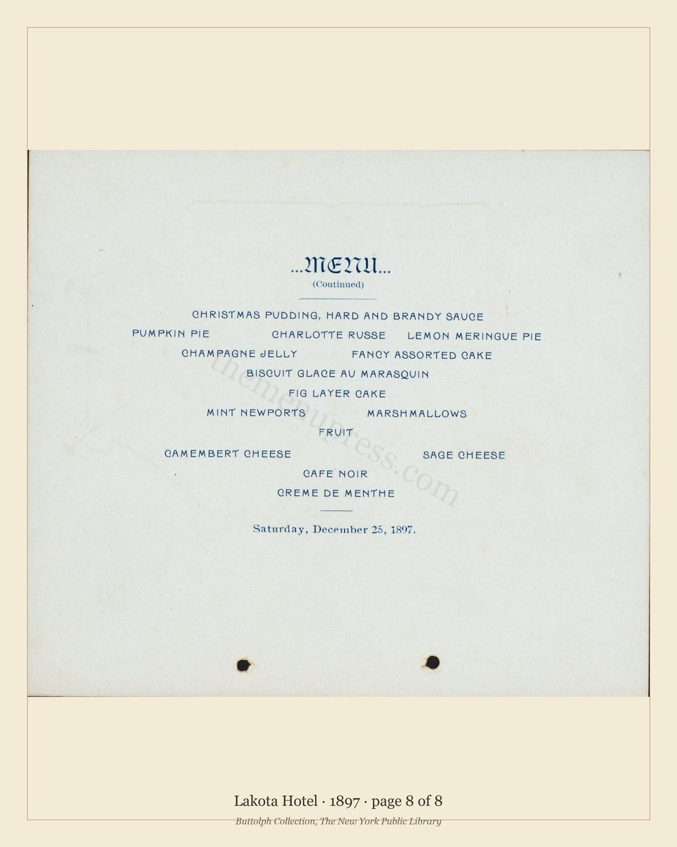 Vintage menu — page 8 of 8