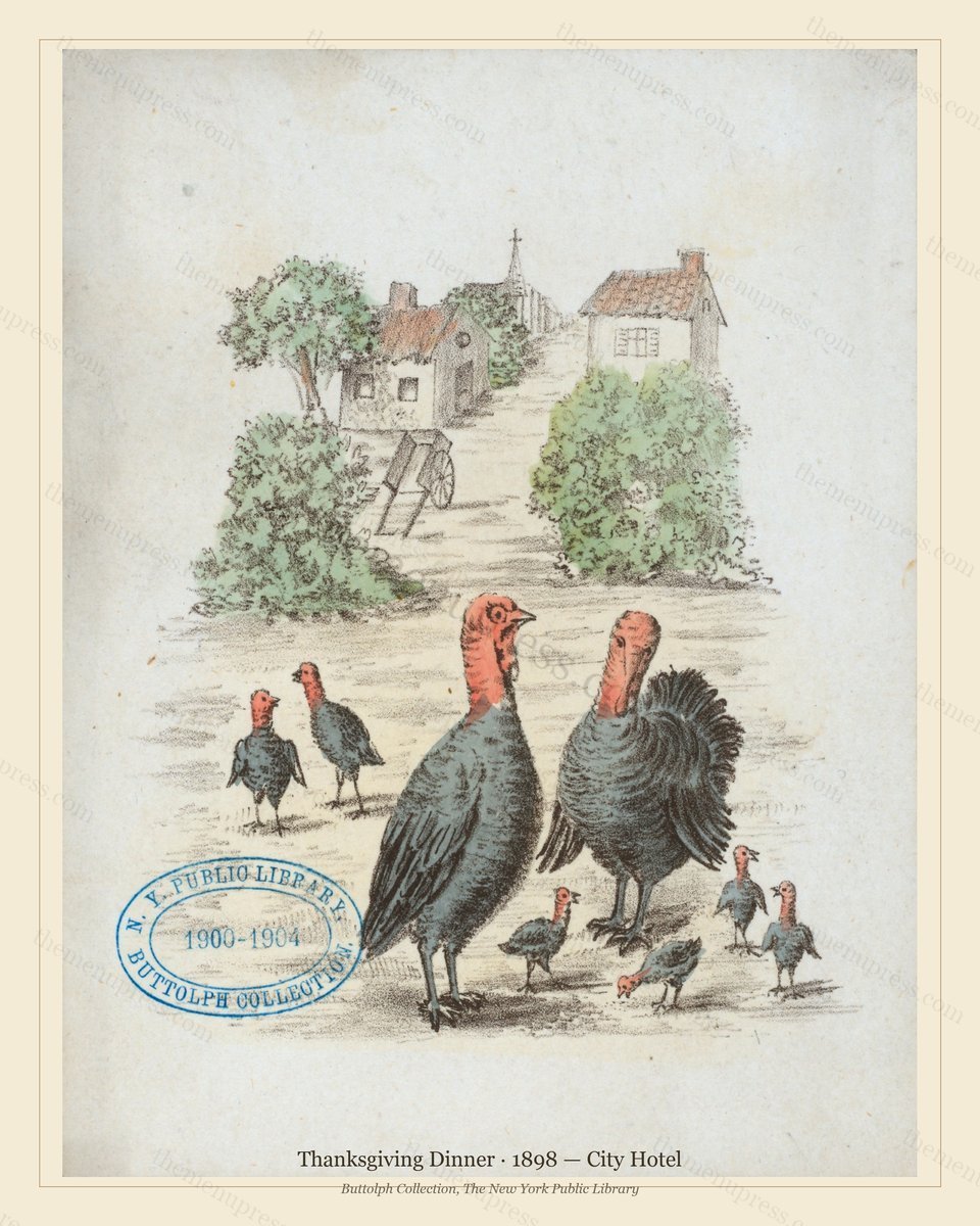 Vintage menu preview — 1898 Vintage Thanksgiving Dinner Menu — City Hotel, Festive Holiday Card (Comple