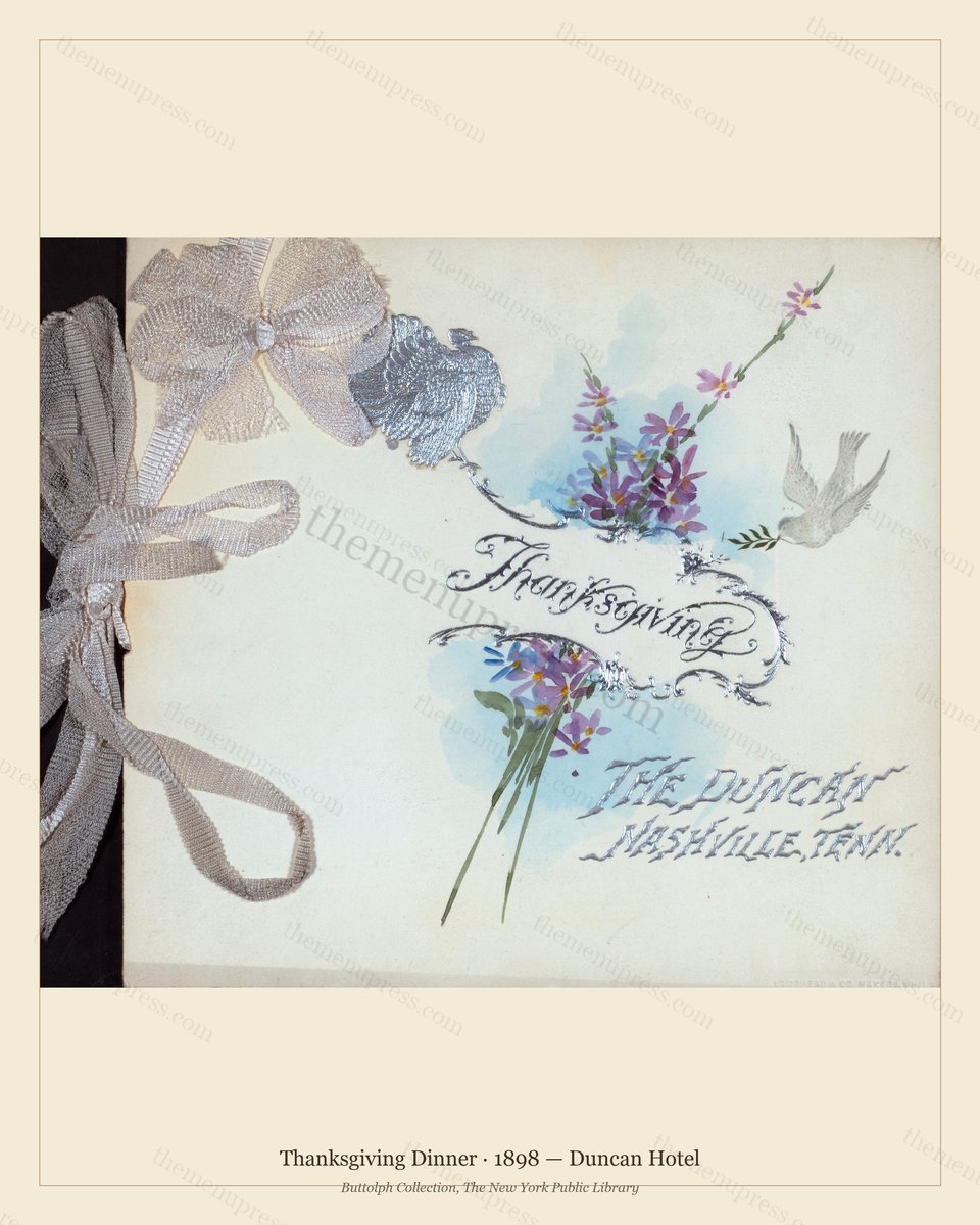 Vintage menu preview — 1898 Vintage Thanksgiving Dinner Menu — Duncan Hotel, Festive Holiday Card (Comp