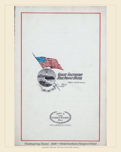 Thanksgiving Dinner · 1898 — Great Southern Fireproof Hotel