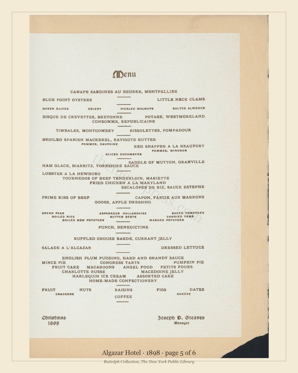 Vintage menu — page 5 of 6