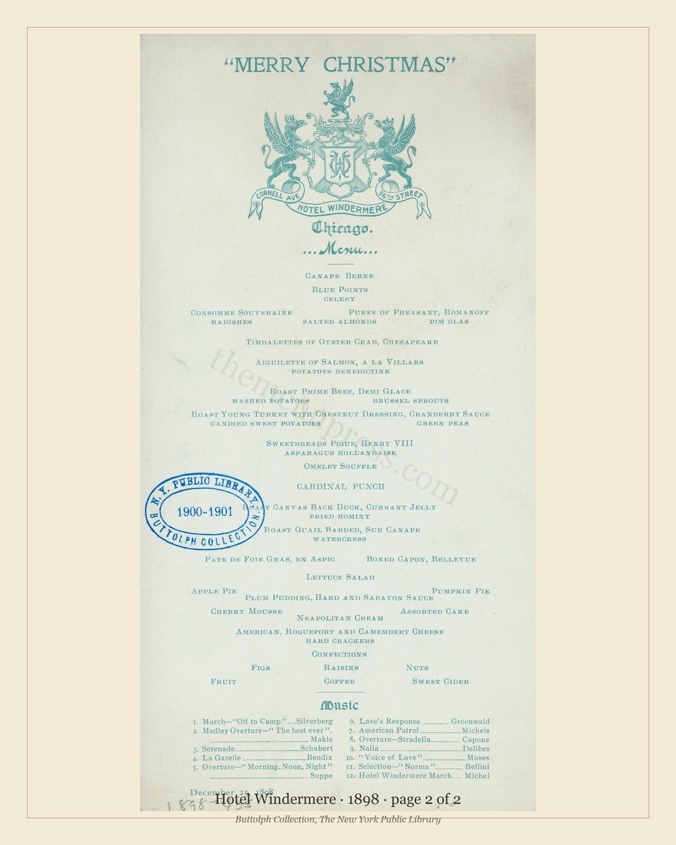 Vintage menu — page 2 of 2