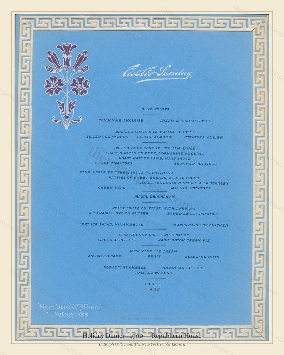 Vintage menu preview — 1900 Vintage Holiday Dinner Menu — Republican House, Festive Holiday Card (Compl
