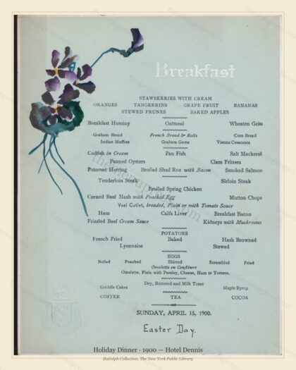 Vintage menu preview — 1900 Vintage Holiday Dinner Menu — Hotel Dennis, Festive Holiday Card (Complete