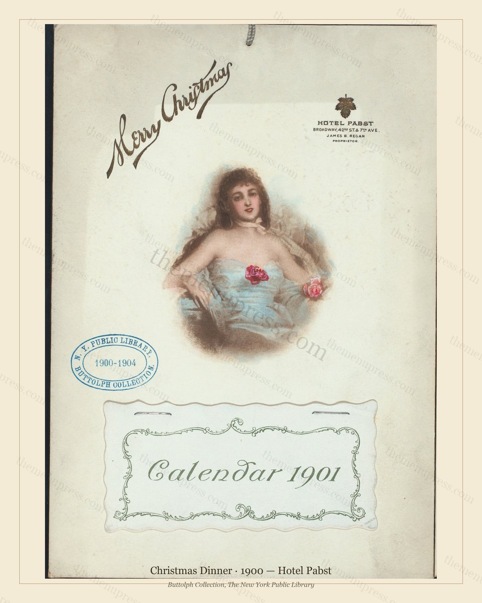 Vintage menu preview — 1900 Vintage Christmas Dinner Menu — Hotel Pabst, Festive Holiday Card (Complete