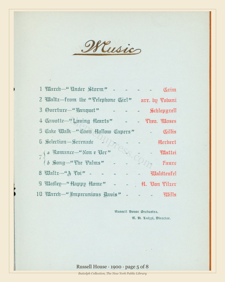 Vintage menu — page 5 of 8