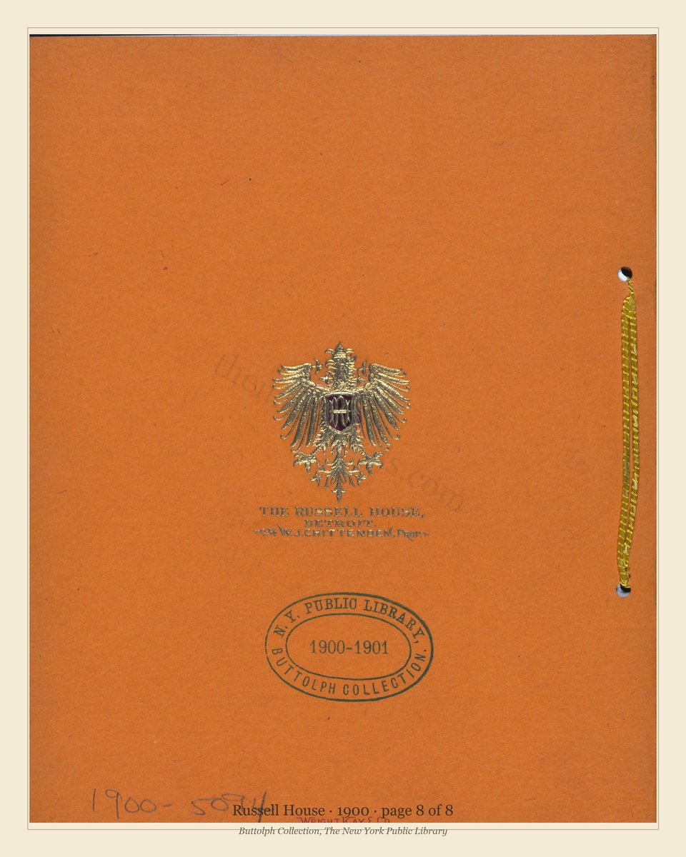 Vintage menu — page 8 of 8