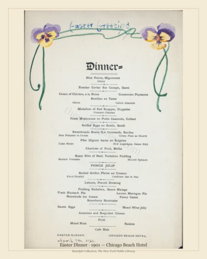 Easter Dinner · 1901 — Chicago Beach Hotel