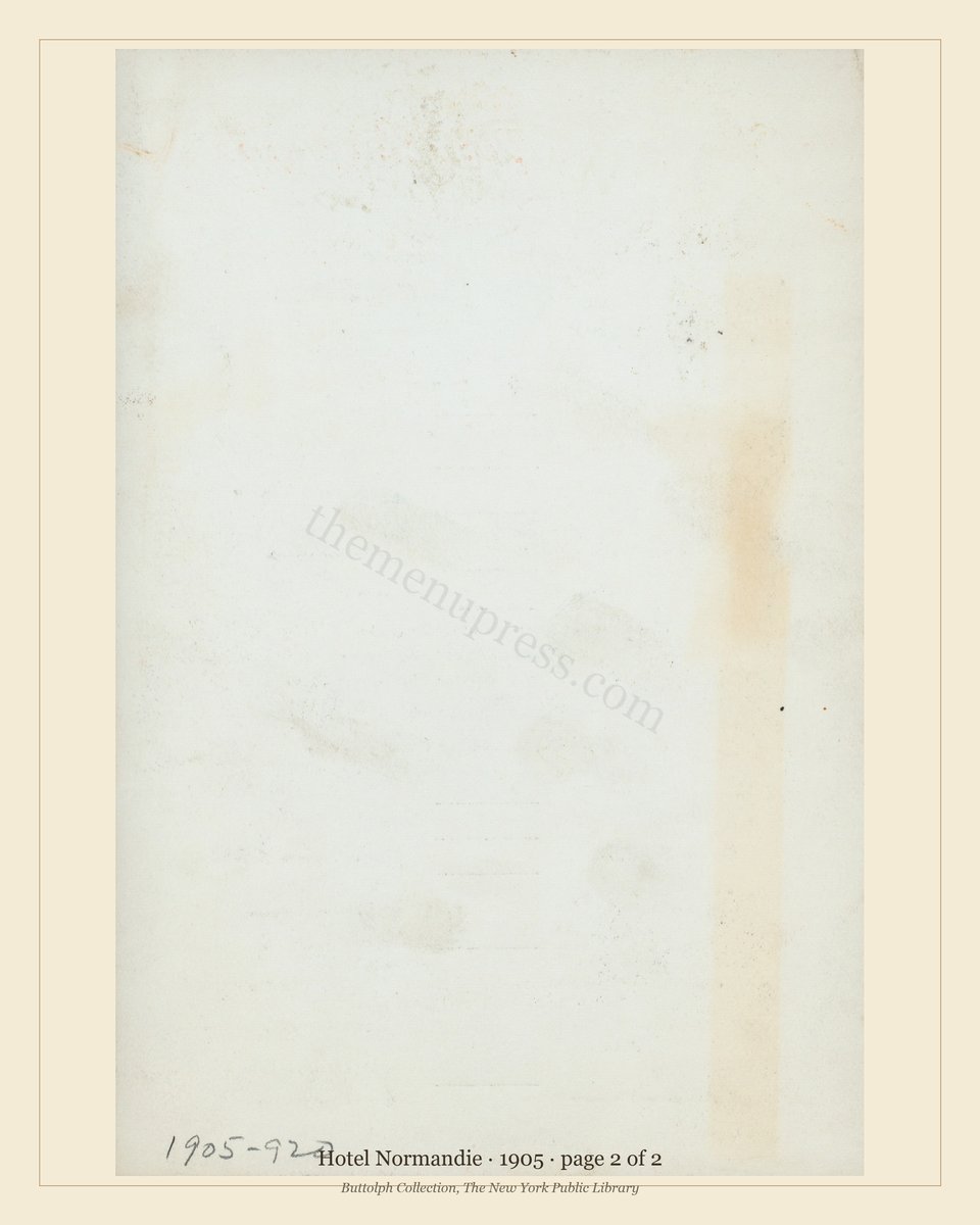 Vintage menu — page 2 of 2