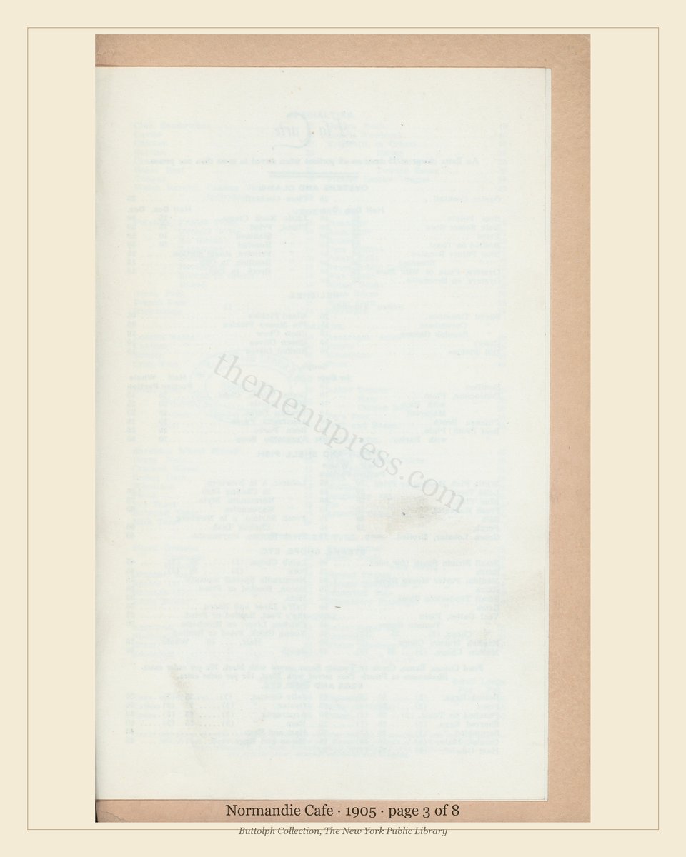 Vintage menu — page 3 of 8