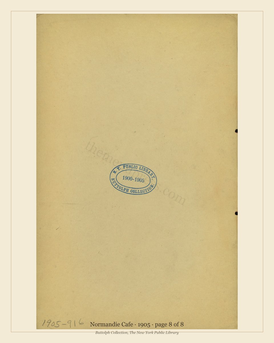 Vintage menu — page 8 of 8