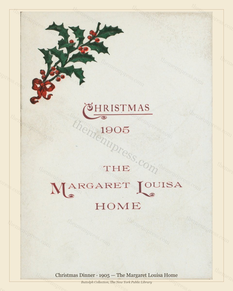 Vintage menu preview — 1905 Vintage Christmas Dinner Menu — The Margaret Louisa Home, Festive Holiday C