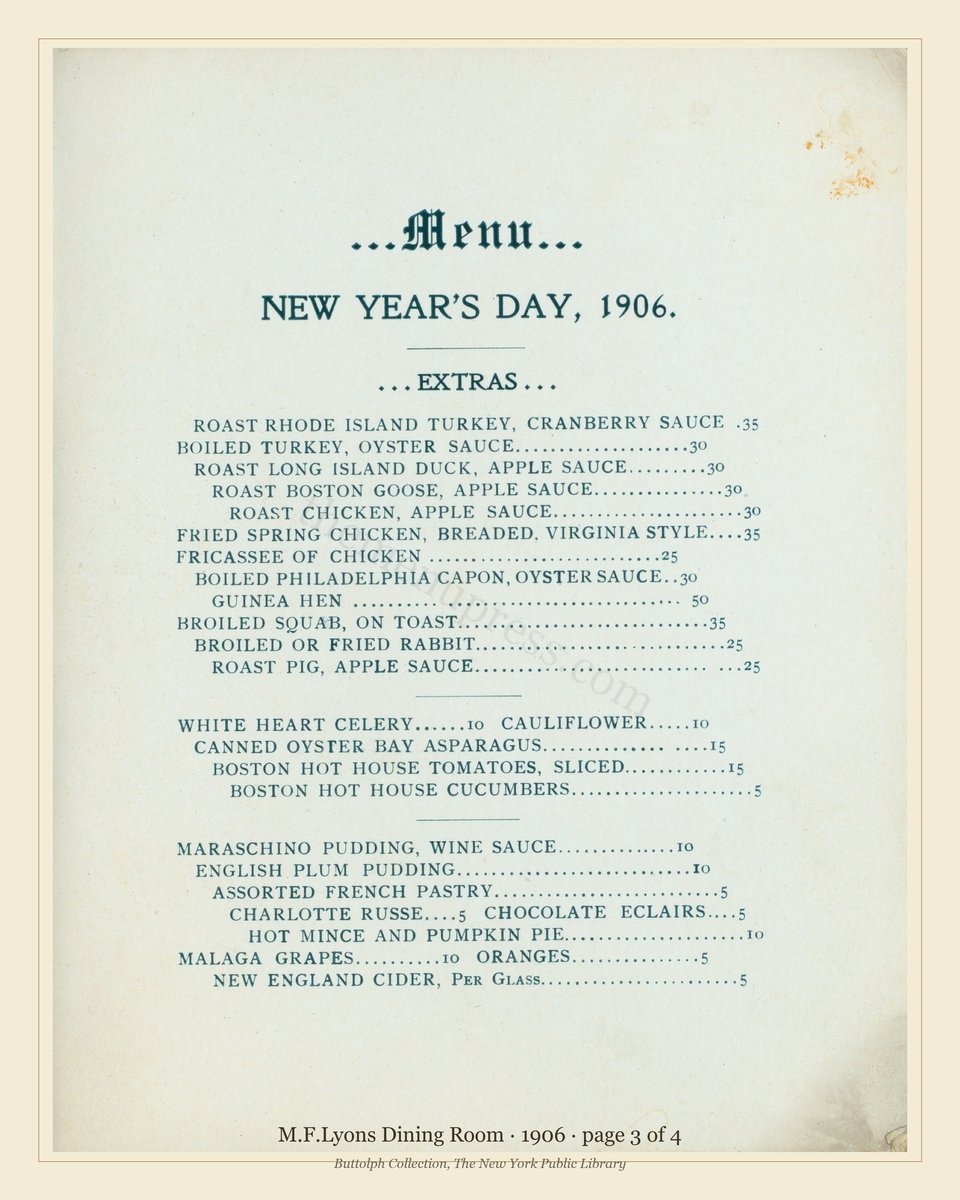 Vintage menu — page 3 of 4