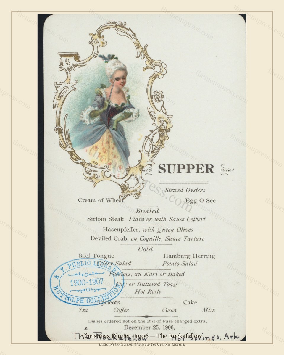 Vintage menu preview — 1906 Vintage Christmas Dinner Menu — The Rockafellow, Festive Holiday Card (Comp