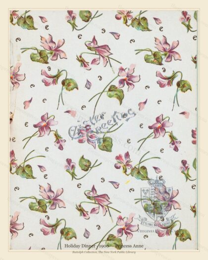 Vintage menu preview — 1900 Vintage Holiday Dinner Menu — Princess Anne, Festive Holiday Card