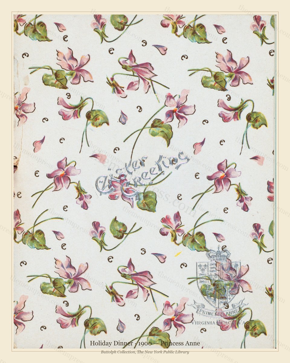 Vintage menu preview — 1900 Vintage Holiday Dinner Menu — Princess Anne, Festive Holiday Card