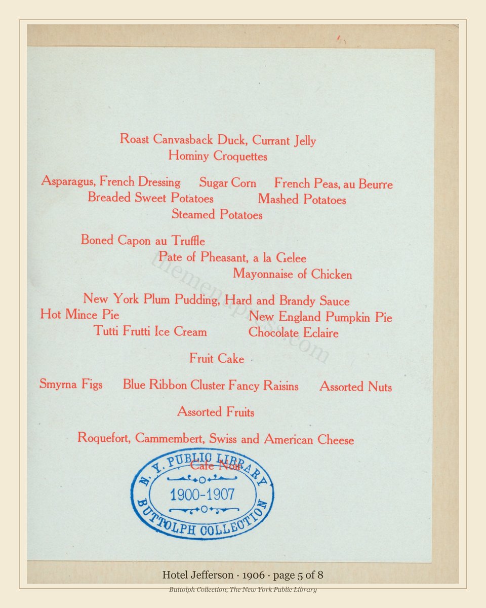 Vintage menu — page 5 of 6
