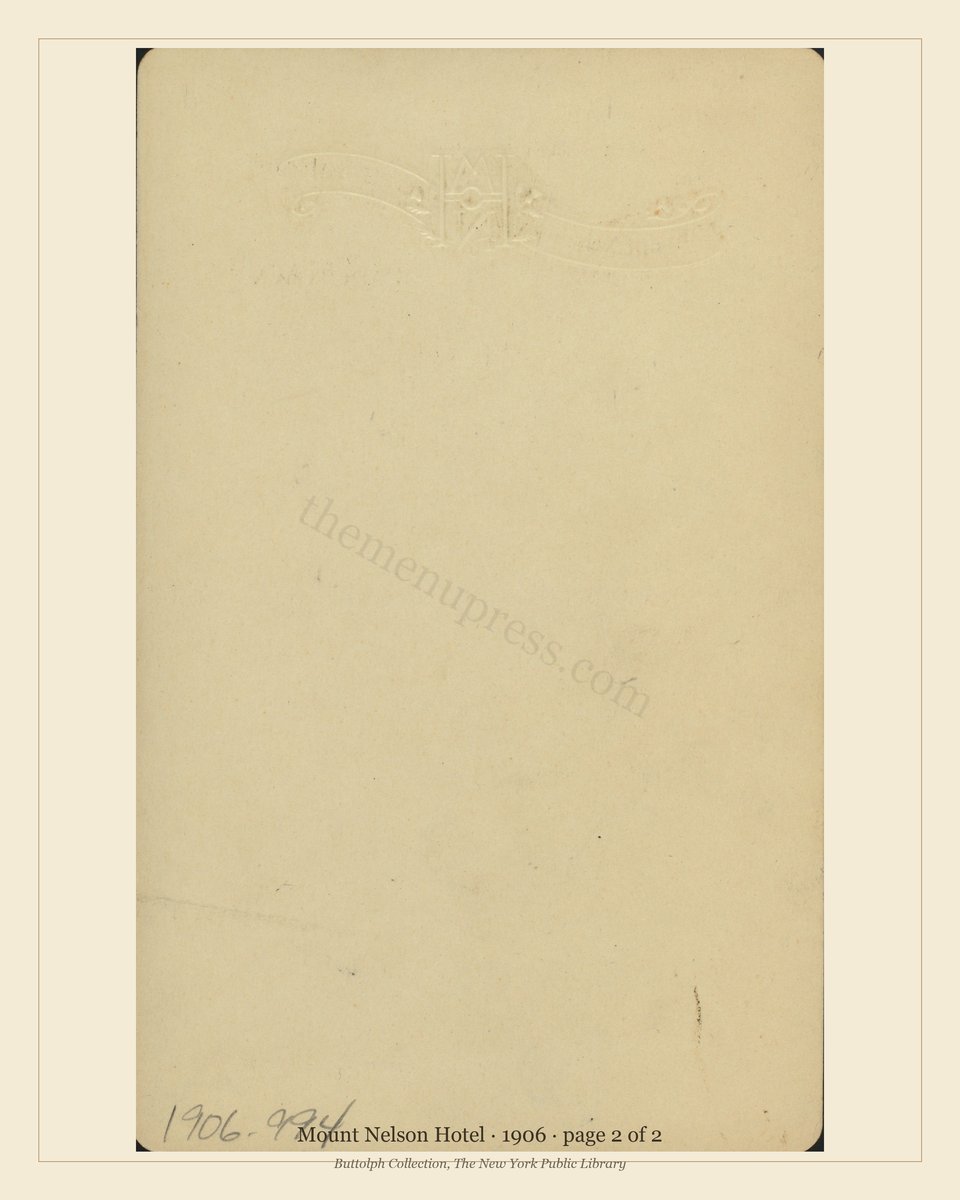 Vintage menu — page 2 of 2