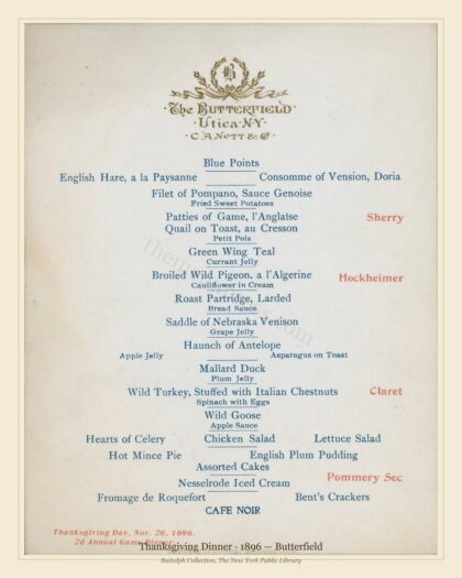 Thanksgiving Dinner · 1896 — Butterfield