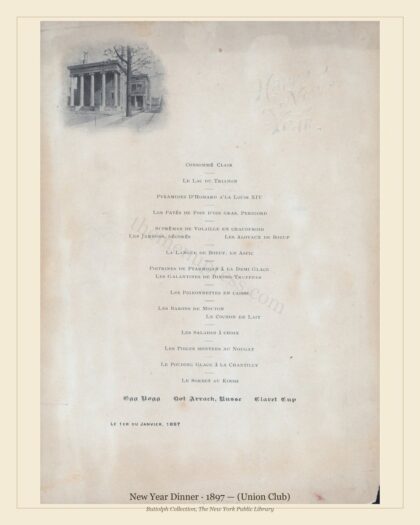 New Year Dinner · 1897 — (Union Club)