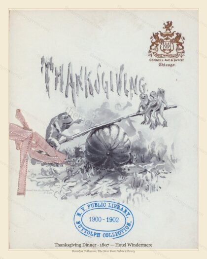Vintage menu preview — 1897 Vintage Thanksgiving Dinner Menu — Hotel Windermere, Festive Holiday Card (