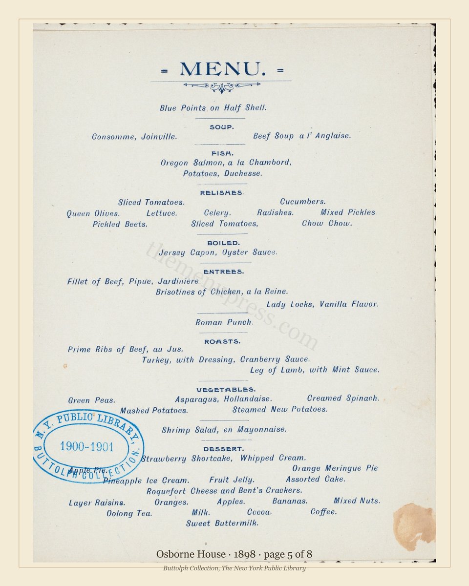 Vintage menu — page 5 of 8