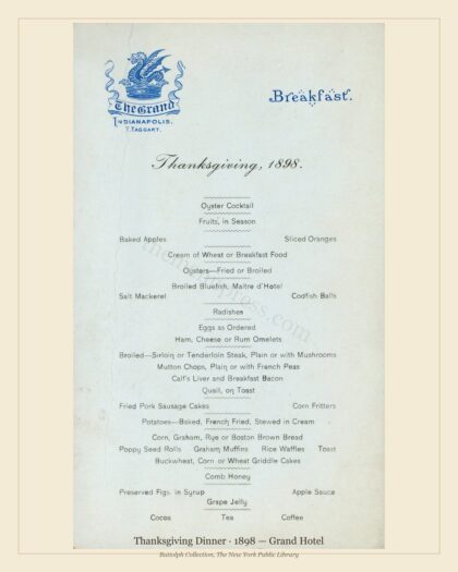 Thanksgiving Dinner · 1898 — Grand Hotel